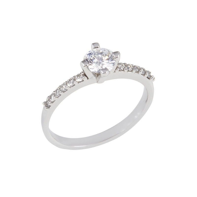 Μονόπετρο από λευκόχρυσο 14 καρατίων