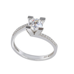 Μονόπετρο από λευκόχρυσο 14 καρατίων