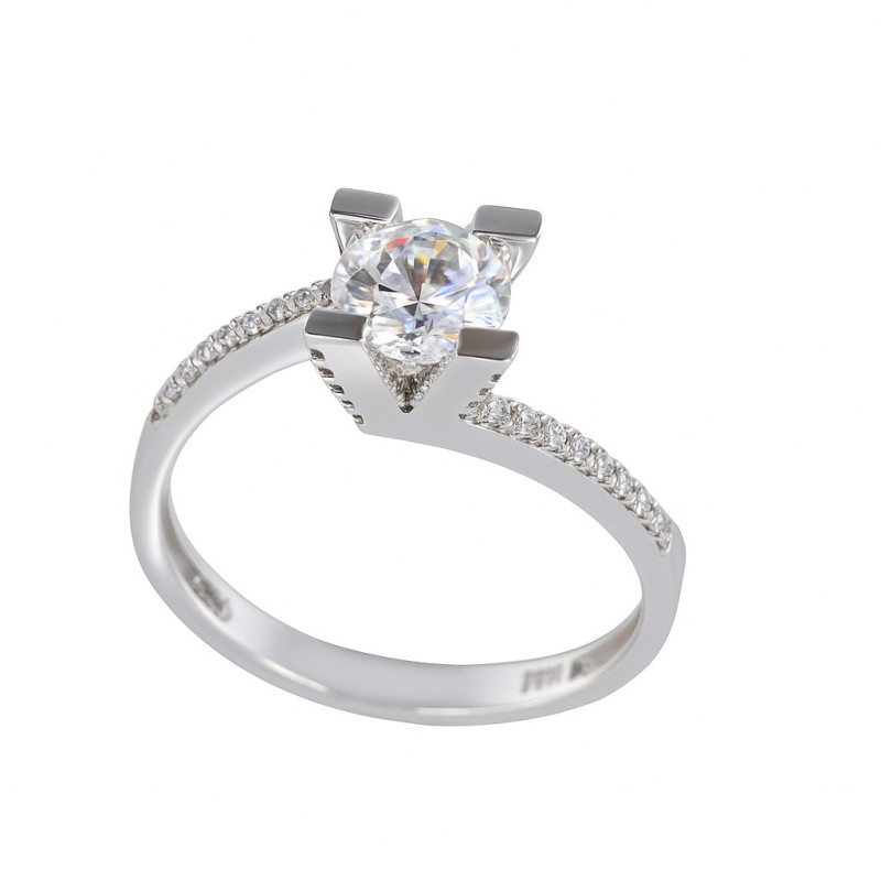 Μονόπετρο από λευκόχρυσο 14 καρατίων