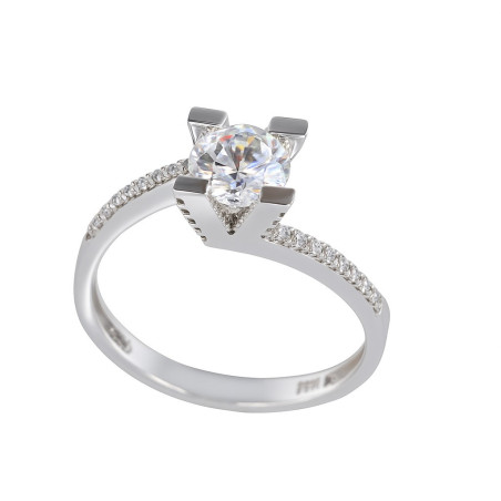 Μονόπετρο από λευκόχρυσο 14 καρατίων