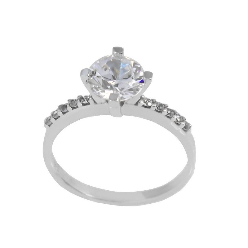 Μονόπετρο από λευκόχρυσο 14 καρατίων