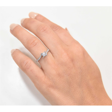 Μονόπετρο από λευκόχρυσο 14 καρατίων