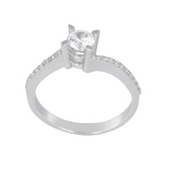 Μονόπετρο από λευκόχρυσο 14 καρατίων