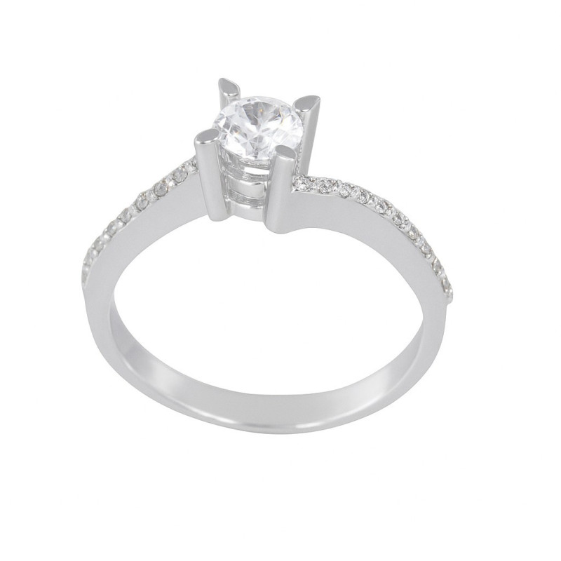 Μονόπετρο από λευκόχρυσο 14 καρατίων