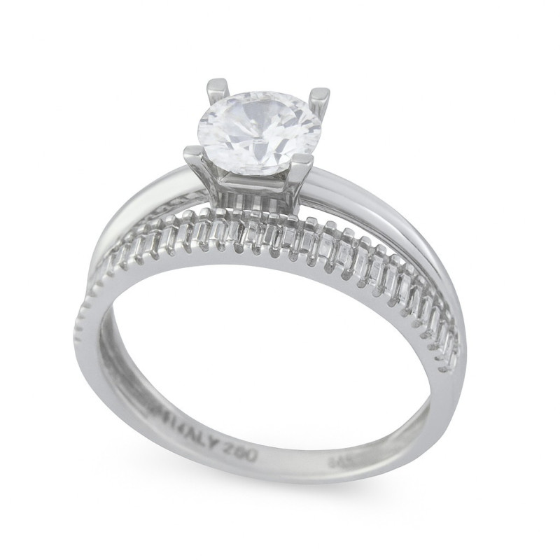 Μονόπετρο από λευκόχρυσο 14 καρατίων