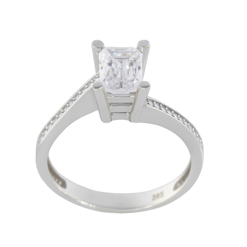 Μονόπετρο από λευκόχρυσο 14 καρατίων