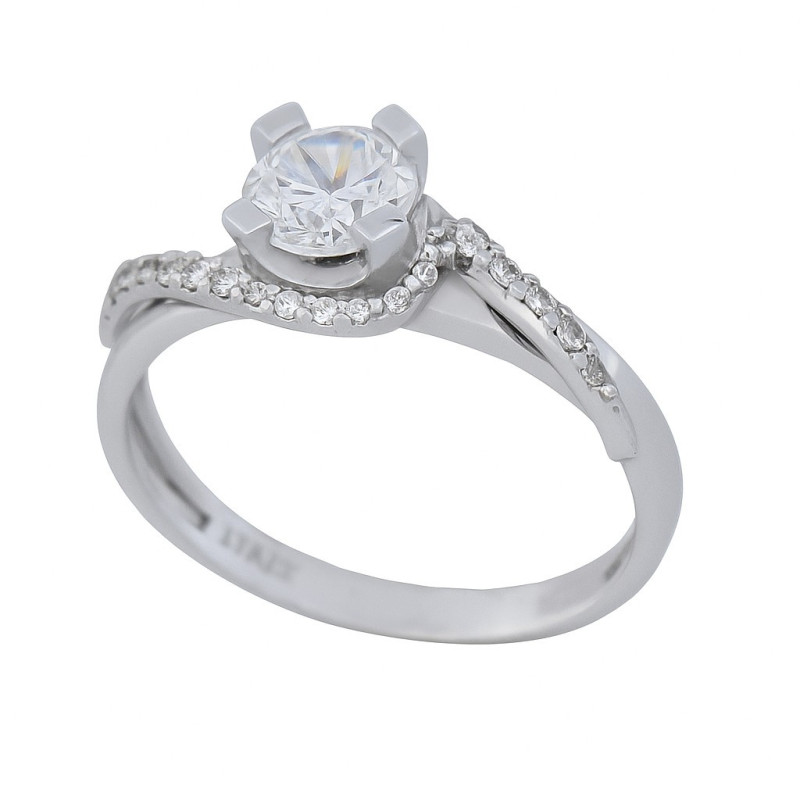 Μονόπετρο από λευκόχρυσο 14 καρατίων