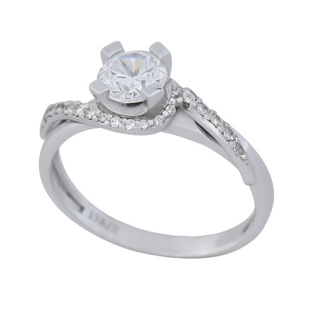 Μονόπετρο από λευκόχρυσο 14 καρατίων