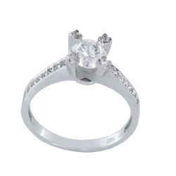 Μονόπετρο από λευκόχρυσο 14 καρατίων