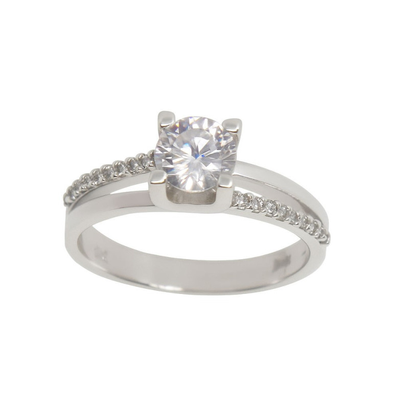 Μονόπετρο από λευκόχρυσο 14 καρατίων