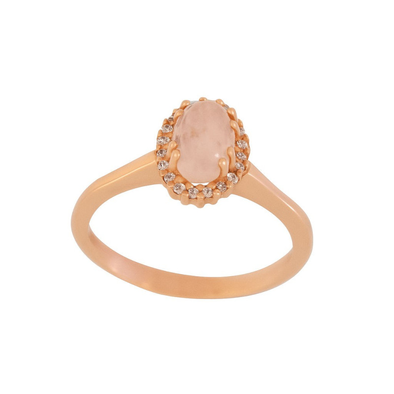 Δαχτυλίδι από ροζ χρυσό 14 καρατίων με ροζ Quartz