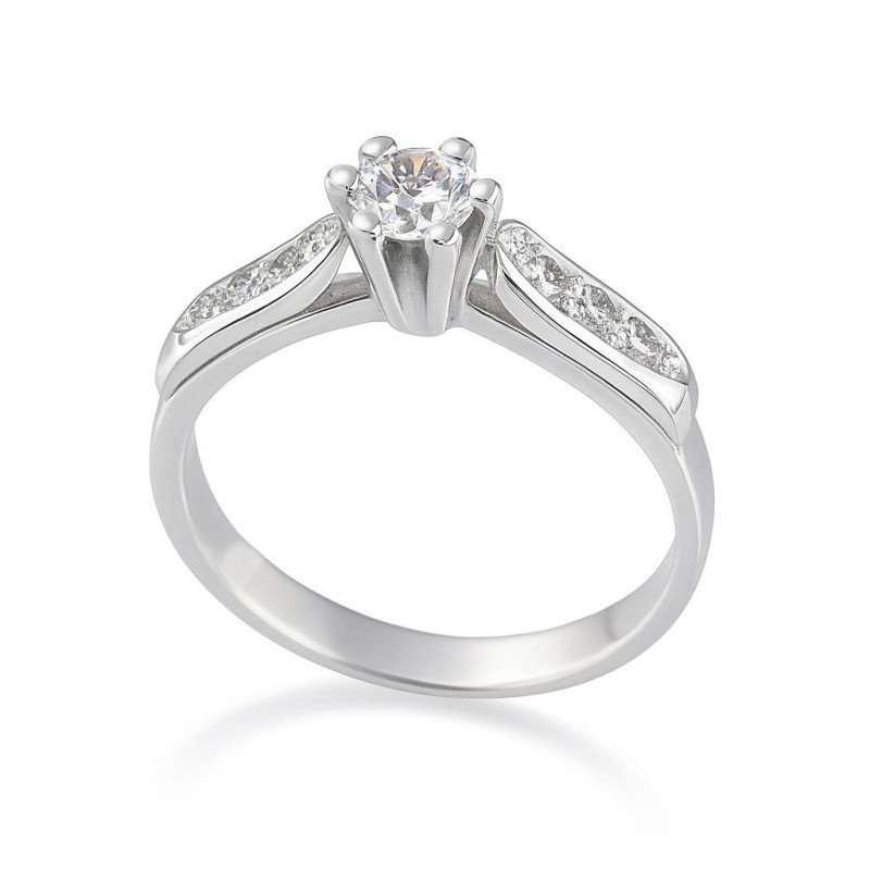 Μονόπετρο από λευκόχρυσο 14 καρατίων