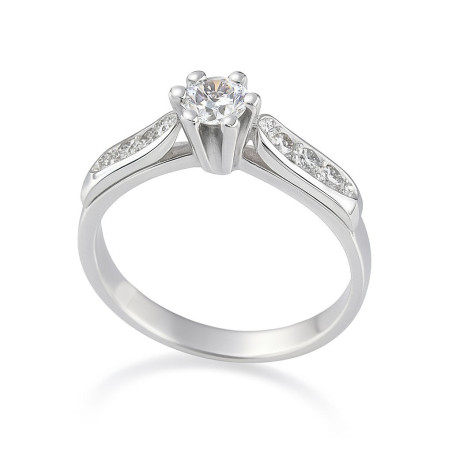 Μονόπετρο από λευκόχρυσο 14 καρατίων