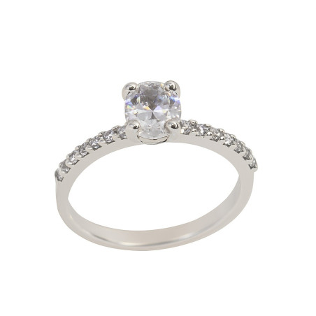 Μονόπετρο από λευκόχρυσο 14 καρατίων