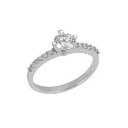 Μονόπετρο από λευκόχρυσο14 καρατίων