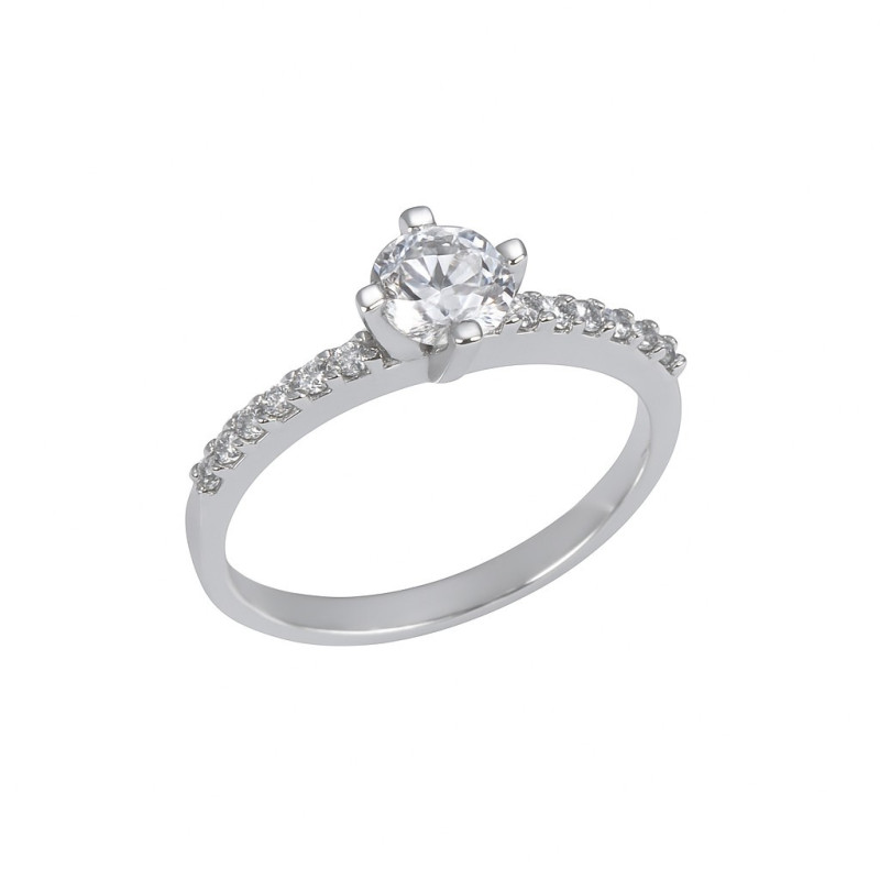 Μονόπετρο από λευκόχρυσο14 καρατίων