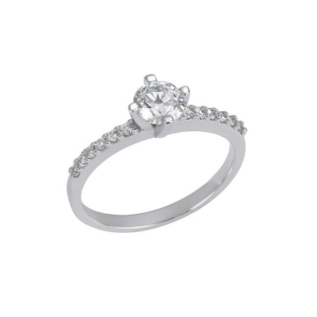 Μονόπετρο από λευκόχρυσο14 καρατίων