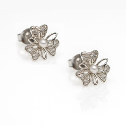 Σκουλαρίκια λουλούδι από ασήμι 925 SILVENZA