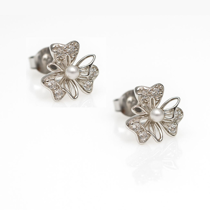 Σκουλαρίκια λουλούδι από ασήμι 925 SILVENZA