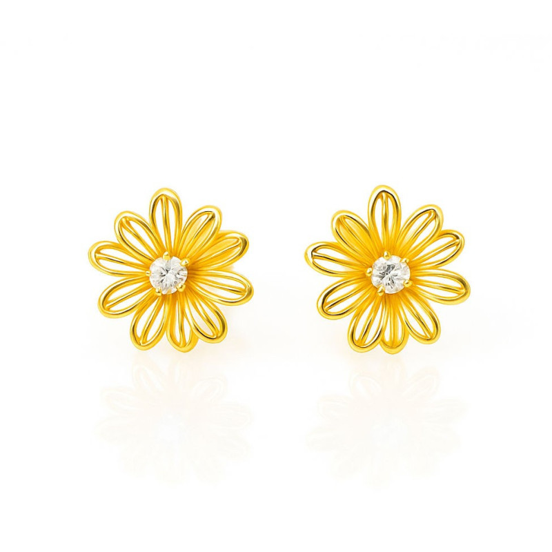 Σκουλαρίκια λουλούδι από ασήμι 925 SILVENZA