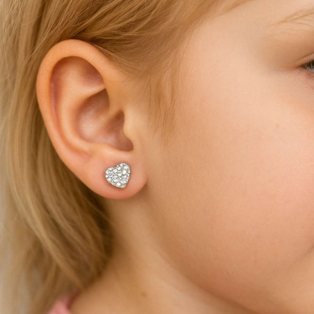 Σκουλαρίκια καρδούλες από λευκόχρυσο 14 Καρατίων
