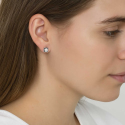 Σκουλαρίκια λουλουδάκι από λευκόχρυσο 14 Καρατίων