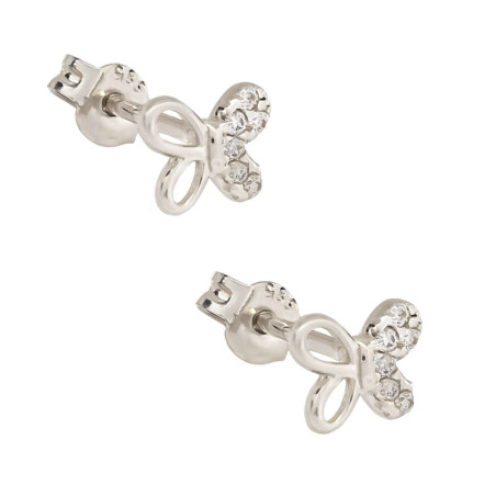 Σκουλαρίκια πεταλούδα από λευκόχρυσο 14 Καρατίων