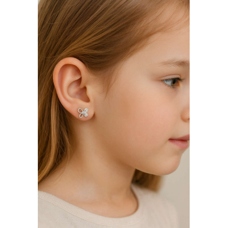 Σκουλαρίκια πεταλούδα από λευκόχρυσο 14 Καρατίων