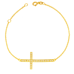 Βραχιόλι χρυσός 9 καρατίων με σταυρό