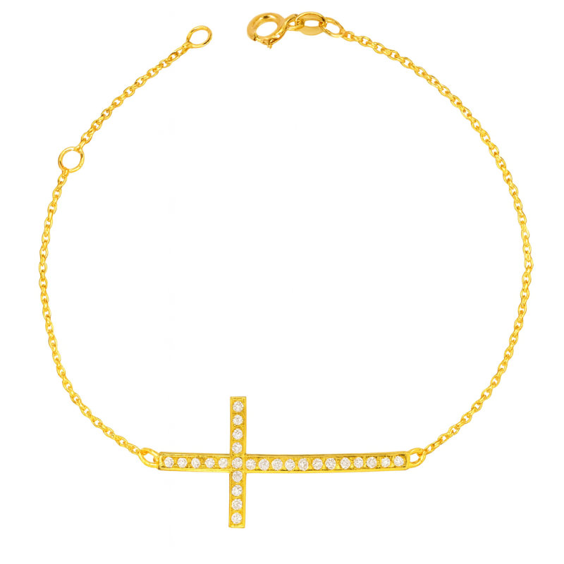Βραχιόλι χρυσός 9 καρατίων με σταυρό