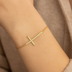 Βραχιόλι χρυσός 9 καρατίων με σταυρό