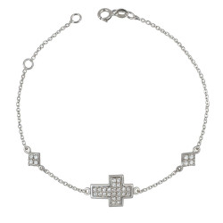 Βραχιόλι από λευκόχρυσο 9 καρατίων με σταυρουδάκι