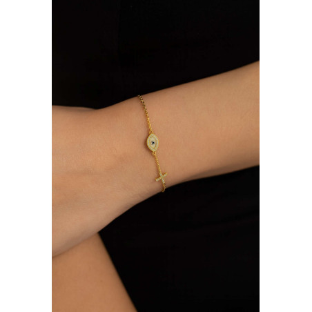 Βραχιόλι χρυσός 9 καρατίων με ματάκι