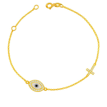 Βραχιόλι χρυσός 9 καρατίων με ματάκι