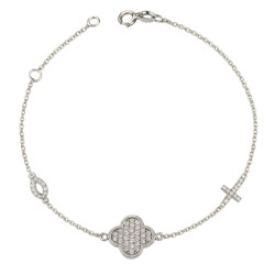 Βραχιόλι από λευκόχρυσο 9 καρατίων με σταυρουδάκι