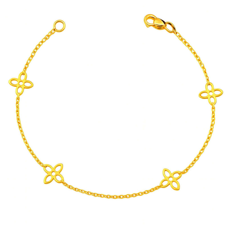 Βραχιολι χρυσός 14 καρατίων με λουλουδάκια