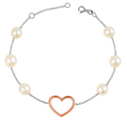 Βραχιόλι Λευκόχρυσο ροζ χρυσό 14 καρατίων με μαργαριτάρια