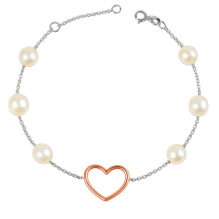 Βραχιόλι Λευκόχρυσο ροζ χρυσό 14 καρατίων με μαργαριτάρια