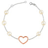 Βραχιόλι Λευκόχρυσο ροζ χρυσό 14 καρατίων με μαργαριτάρια