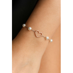 Βραχιόλι Λευκόχρυσο ροζ χρυσό 14 καρατίων με μαργαριτάρια