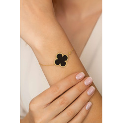 Βραχιόλι χρυσός 14 καρατίων σταυρός με μαύρο όνυχας