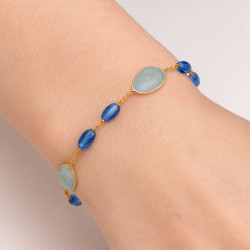 Βραχιόλι χρυσός 14 καρατίων με ζαφείρια ακουαμαρίνα