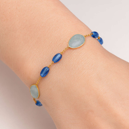 Βραχιόλι χρυσός 14 καρατίων με ζαφείρια ακουαμαρίνα