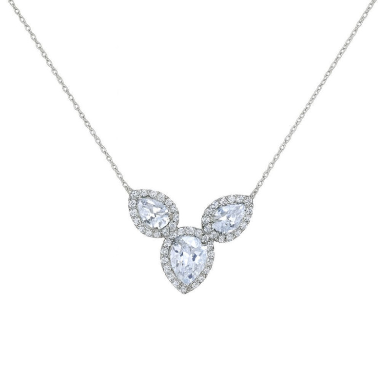 Κολιέ δάκρυ λευκόχρυσο 14 καρατίων