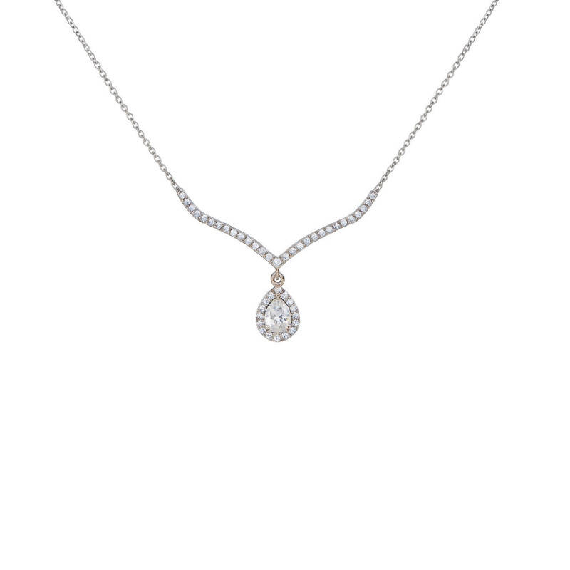 Κολιέ δάκρυ λευκόχρυσο 9 καρατίων