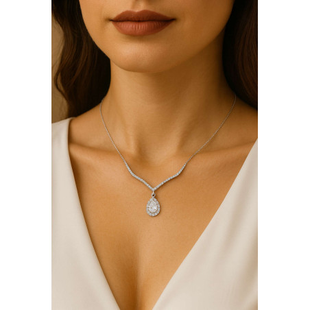 Κολιέ δάκρυ λευκόχρυσο 9 καρατίων