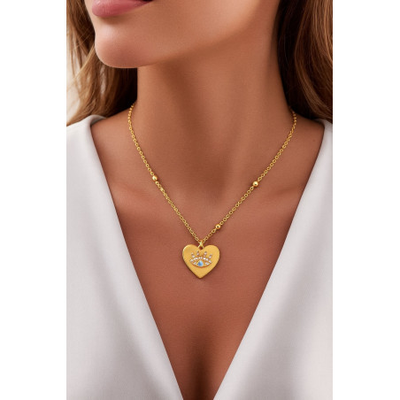 Κολιέ καρδιά με ματάκι Χρυσό 14 καρατίων