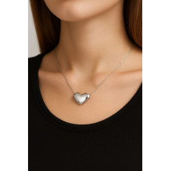 Κολιέ καρδούλα λευκόχρυσο 14 καρατίων