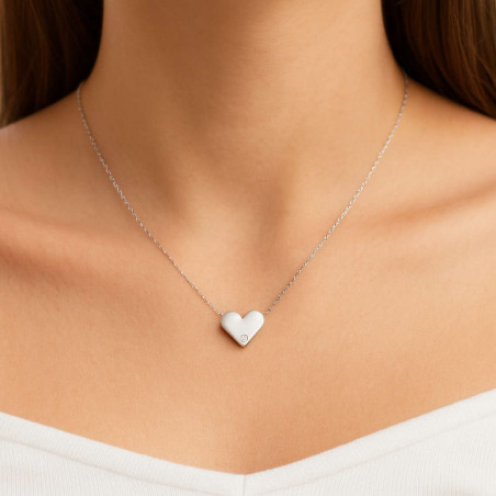 Κολιέ λευκόχρυσο 14 καρατίων καρδούλα