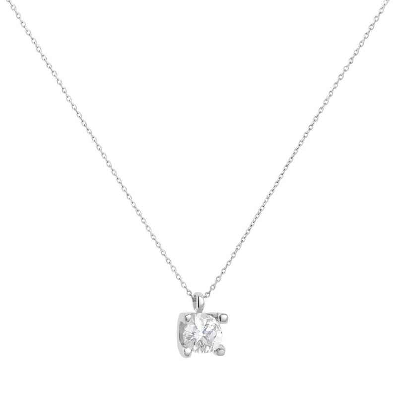 Κολιέ λευκόχρυσο 14 καρατίων μονόπετρο